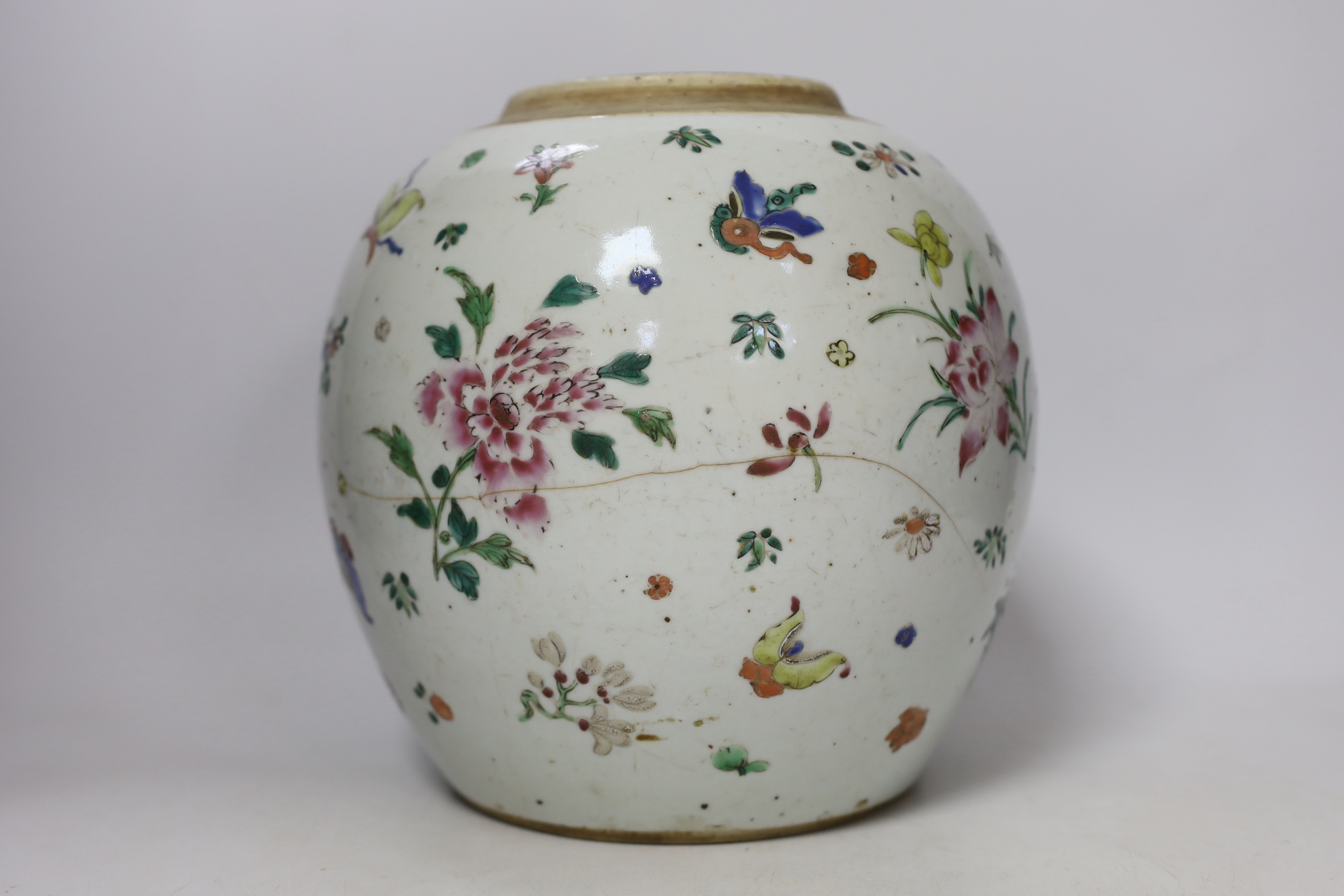 A Chinese famille rose ovoid jar, 18th century, 22cm